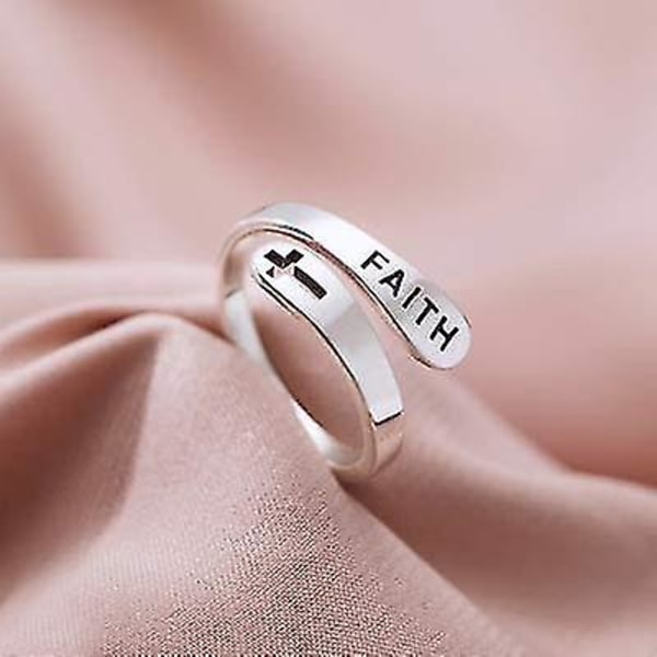 Höj din tro: Justerbar 925 Sterling Silver Cross Wrap Ring. En symbol för kristen tro. Idealisk religiös smyckesgåva för födelsedagar och bffs