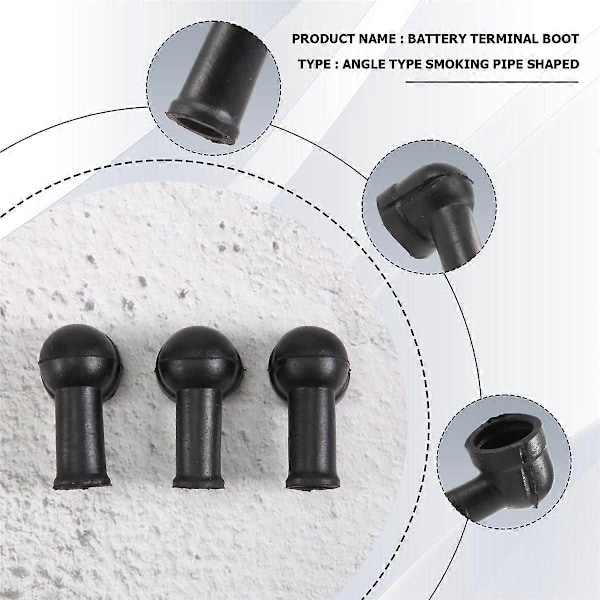 8 stk. 15 mm x 8 mm sorte pibeformede PVC-batteripol-isoleringshætter