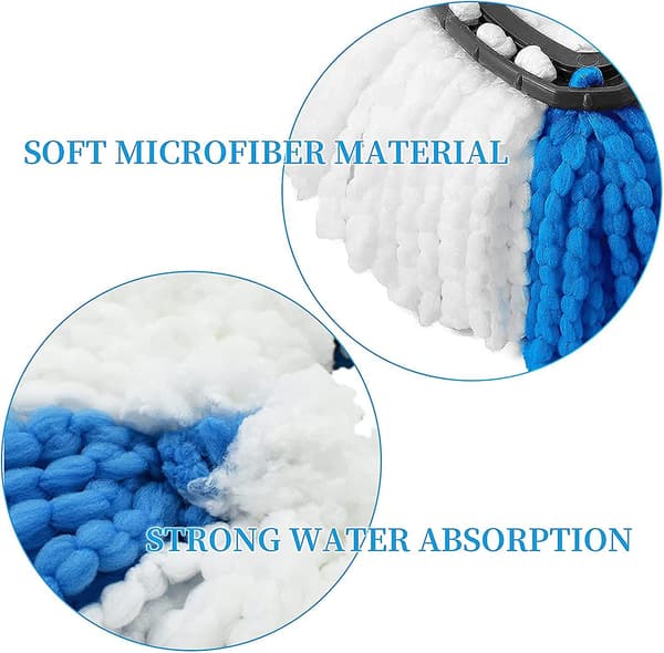 Moppehoder Kompatible med vileda 2-i-1 Turbo Mopp Erstatningshode, Mikrofiber (Blå, 3-pakning)