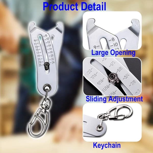 2-piece Portable Precision Thread Gauge Keychain, Mini Thread Checker Lookup Tool, Nut and Bolt Identifier Gauge Keychain