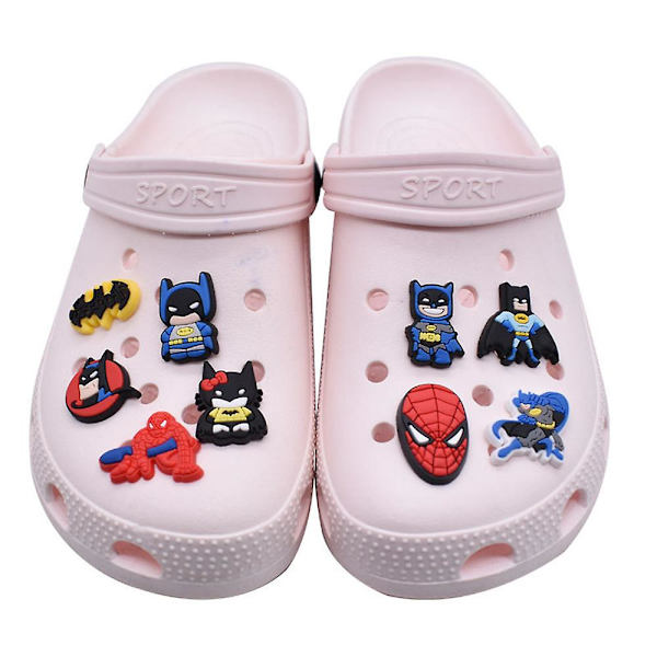 20 stk./sæt Superhelte Spiderman Batman Sko Charms Til Træsko Dekoration Sandaler Tilbehør Til Børn Voksne Festers Gavegaver
