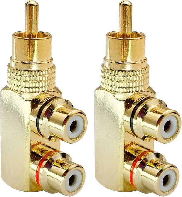 Guldbelagte Konnektorer Rca Splitter, Vinkeldesign til Multi-enhedsforbindelse