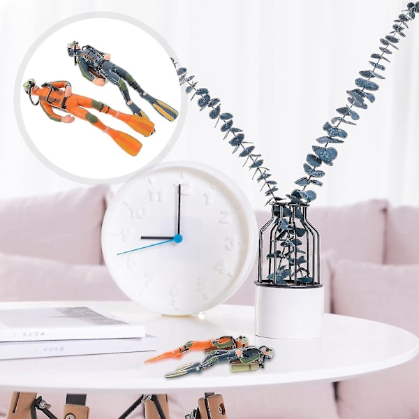 2 stk. Mini Dykker Figurer Dybhavsdykker Små Ubådsfigurer Akvarium Realistiske Dykkerfigurer Dykker Med Slange Scuba Steve Legetøjsdukke