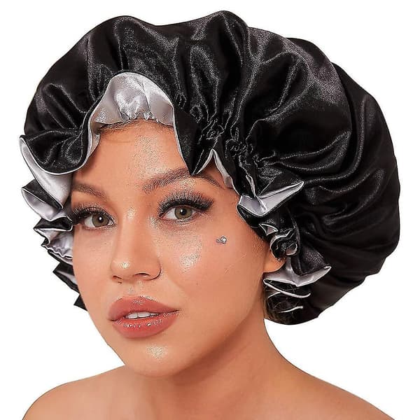 Silke Bonnet til Naturligt Hår Bonnets til Sorte Kvinder, Satin Bonnet til Langt Hår til Søvn, Stor Silke Hårwrap til Krøllet Hår Bonnet til Søvn