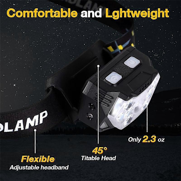 2 st LED-lampor med röd ljusinduktionsläge Vattentäta lampor Passar för löpning, cykling, camping