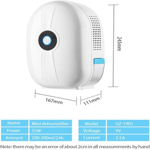 Smart 500 ml luftrenser og avfukter med 24-timers timer, stillegående drift, multifunksjonell for ulike avfuktingsbehov.