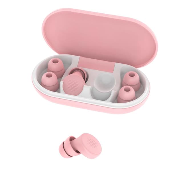Soveørepropper, 45 dB støjreduktion, genanvendelige bløde ergonomiske silikoneørepropper, 4 størrelser, velegnet til søvn/rejser/koncentration, pink