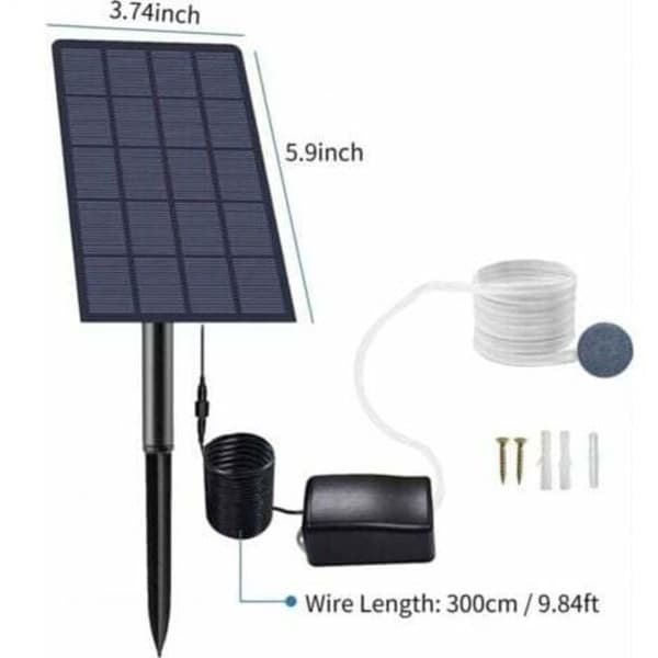 Solcellsdriven luftningspump, solcellsdriven dammpump, akvarieoxygenator – 1,5 m luftslang