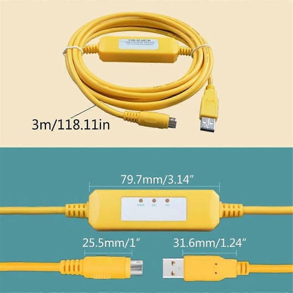 USBACAB230 för PLC-Programmeringskabel EX ES EH EN-Serien Kabel USB-ACAB230 PLC USB2.0 till RS232 Adapter Gul