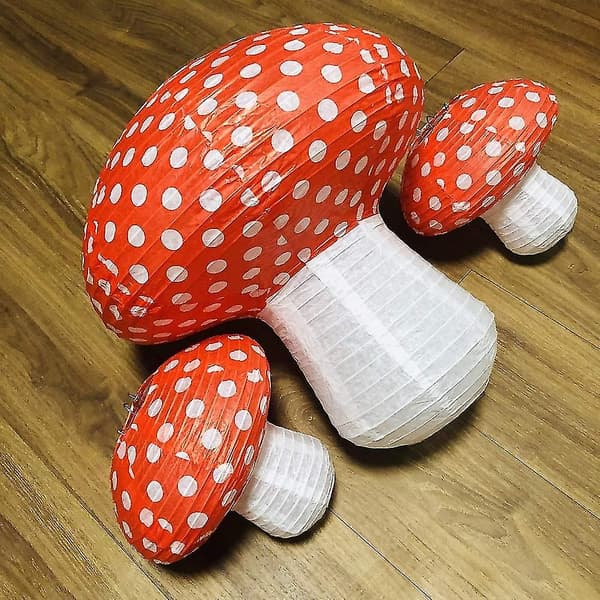 3 stk. Store 3D Soppformede Papirlanterner for Festdekorasjon Oppheng
