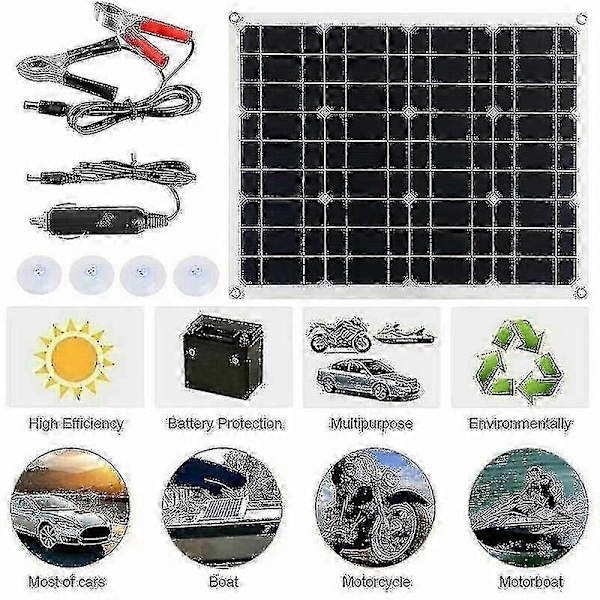 300w 12v/24v Solpanel Sæt Kit Batteri Klips Oplader + 40a Controller Til Bil Rv Campingvogn