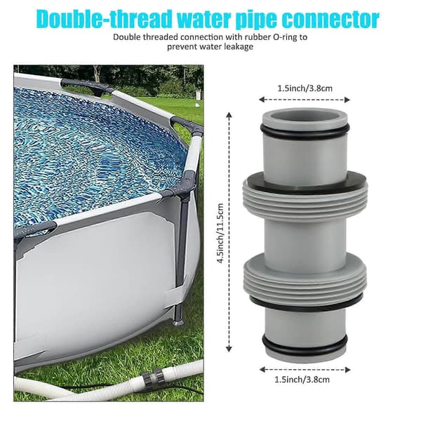 38 mm Poolslangeforbindelse, Poolslangeadapter til Intex Bestway Coleman, Poolslangeforbindelse til Ø 38 mm slange, Intex Poolslangeforbindelse, Poolpumpeforbindelse