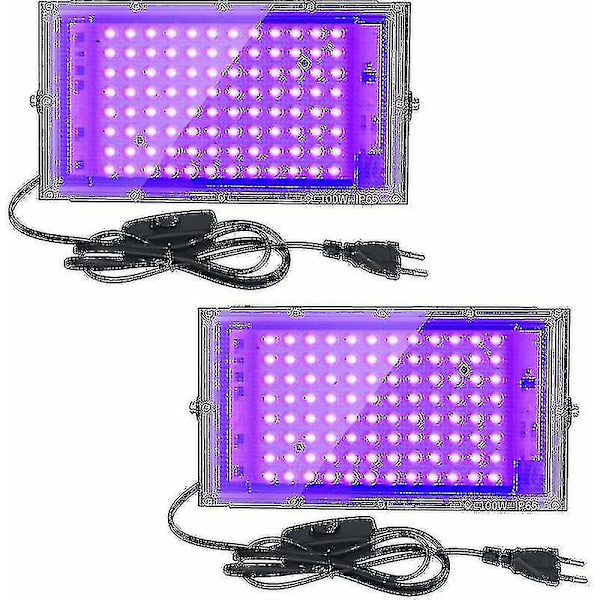 2 stk. 100w UV LED Floodlight Blacklight Ip65 Vandtæt, Ultraviolet LED Lampe, Effektbelysning Til Aq TA
