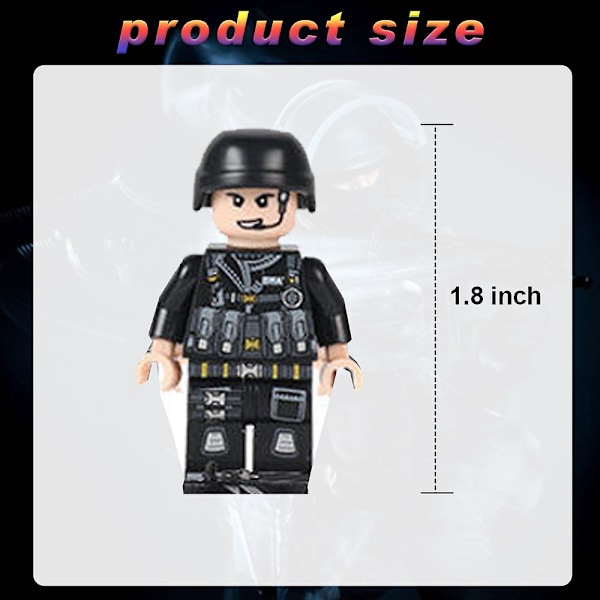6 st Armé Squad War II Anpassad Soldat Minifigur Set Multi-utrustning Byggsten Krig Leksak
