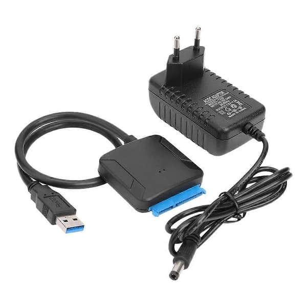 USB til Sata Datakabel, 2.5/3.5 Tommers USB3.0 Easy Drive Kabel Sata Harddisk Adapterkabel (EU Plugg)