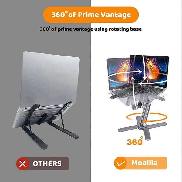 360 Roterende Laptopstativ Bærbar Riser Holder Ergonomisk Datamaskin Riser for Laptoper Opptil 16 tommer G