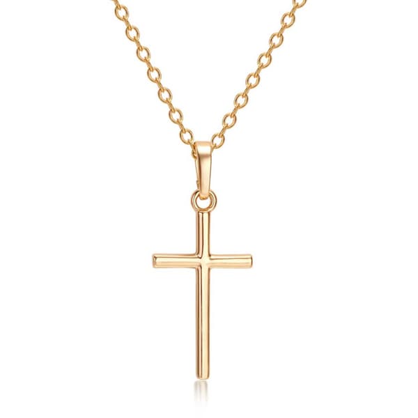 Gold Cross Necklace with Thin Gold Chain
