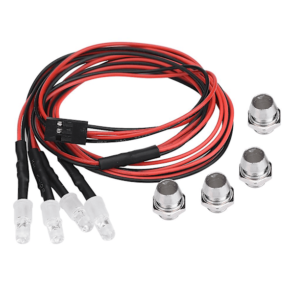 4 st LED-lampor - 5 mm strålkastare kompatibla med 1/10 modellbil lastbil (13# Vit ljus Röd ljus)