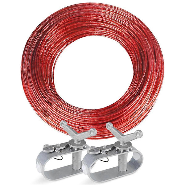 Bassengtrekk Kabel og 2 Vinsjer, Plastbelagt Stålkabel, Aluminium Fjærrygg, Skralle for Sikring