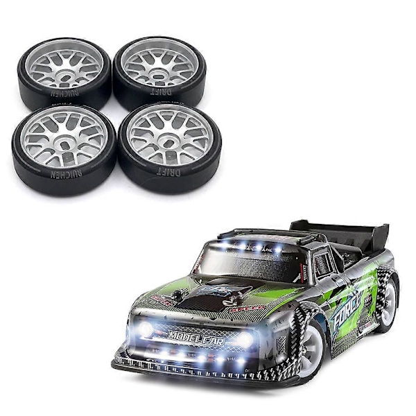 4st Metallfälgar Hårdplast Drift Däck för Wltoys 284131 K969 K989 P929 Mini-Z 1/28 RC C