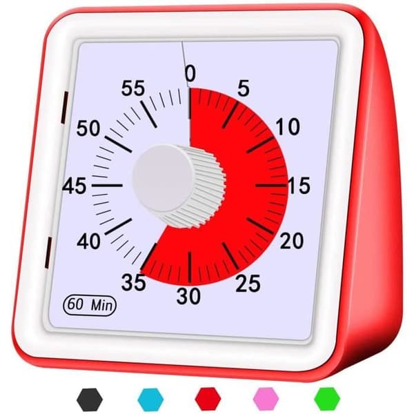 Analog visuell timer - Dedikerad påminnelse - Tyst nedräkning - Röd - ABS-plast - 78 x 78 x 45 mm - Enhet