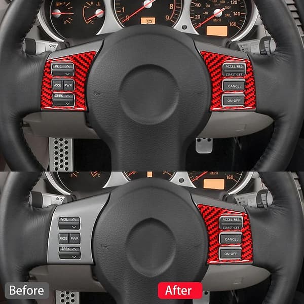 Til 350Z 2006-2009 Kulfiber Rat Knap Panel Cover Sticker Sort