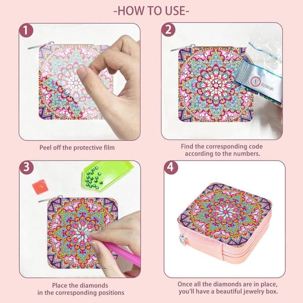 DIY Diamantmaling - Kanvasmateriale - Bærbar Sminkeveske
