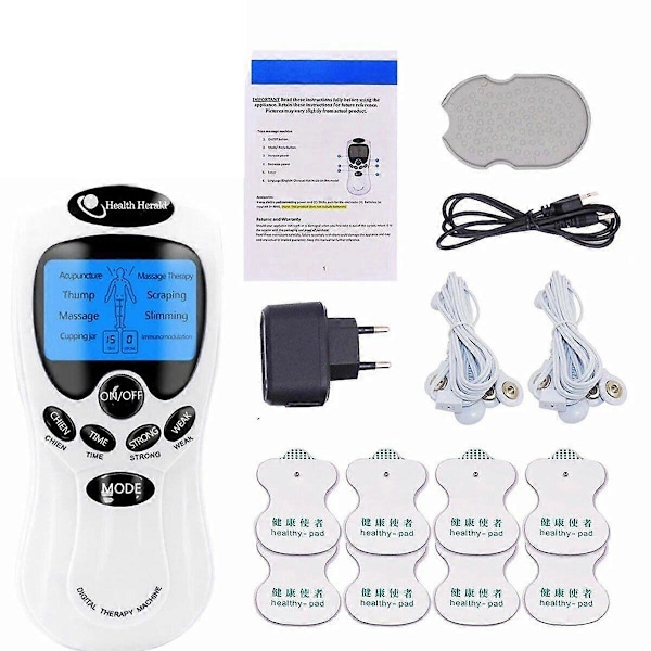 TENS-apparat, EMS, 8-i-1-stimulering, smerteterapi, elektroterapimassasje DHL