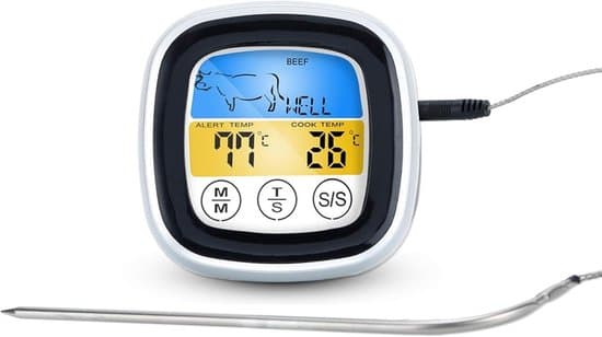 Digitalt grilltermometer - BBQ temperaturmåler - Grilling og matlaging - Rask responstid - Hvit