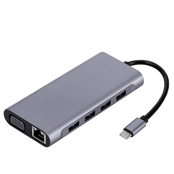 FUNXUN 11 i 1 Typ C HUB Dock HUB 4K 30Hz Typ C till kompatibel USB 3.0 Adapter PD 87W USB Splitter för MacBook