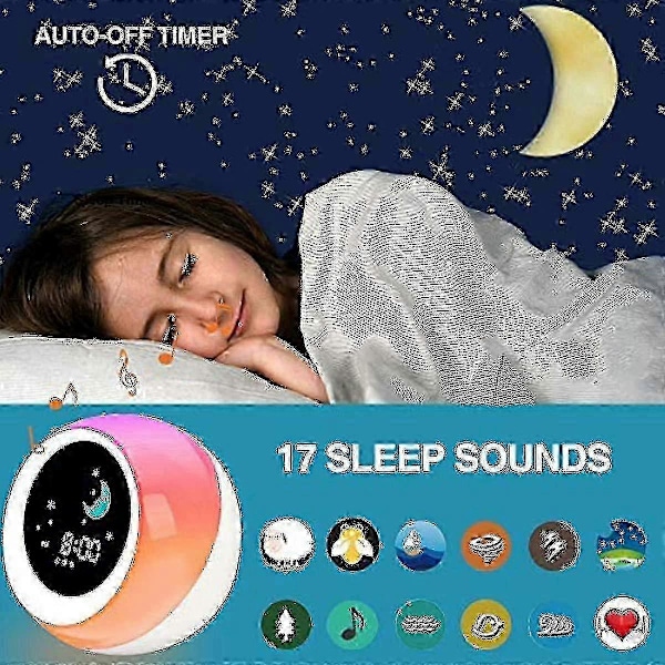 Sun & Moon Rise Barnevekkerklokke Barnas Søvntrener Søvnlydmaskin Vekke Lys & Nattlys Lær Barn Dag & Natt SZRH A-C