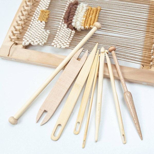 9 st vävverktyg trä handvävstol stick set virknål stick gobeläng vävning tillbehör DIY