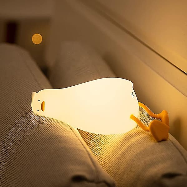 Flat Liggende And Nattlampe Barn 3 Lysmoduser USB Silikon Sove Med 30 Minutters Timer Lys T