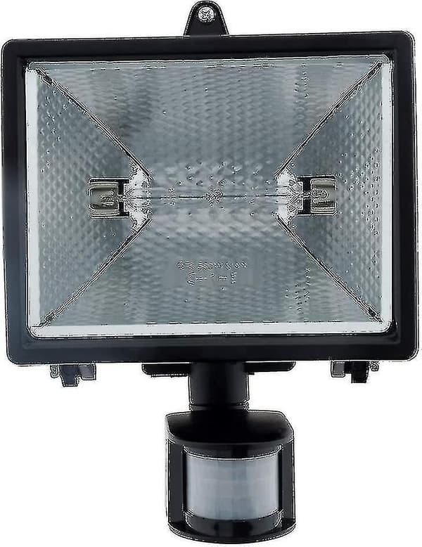 400W Svart Halogen Floodlight med Detektor - IP44 CE