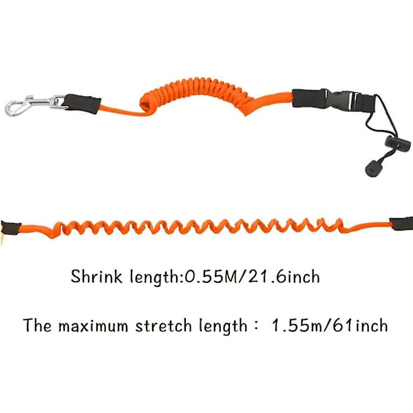 2 st Kajakpaddelrep, Säkerhetselastiskt Kajakpaddelrep Kanottillbehör Med Justerbart Bältespänne Och Metallkrok (orange Gul)