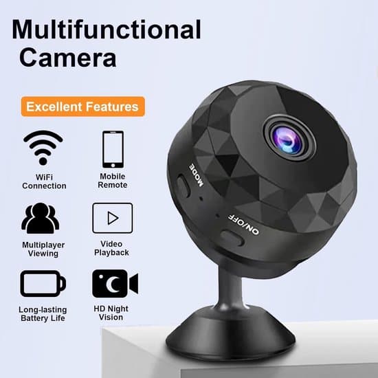 2K WiFi Mini Hidden Camera - Wireless - Suitable for Indoor, Outdoor, Pets, and Babies - 16G (with Card Reader)
