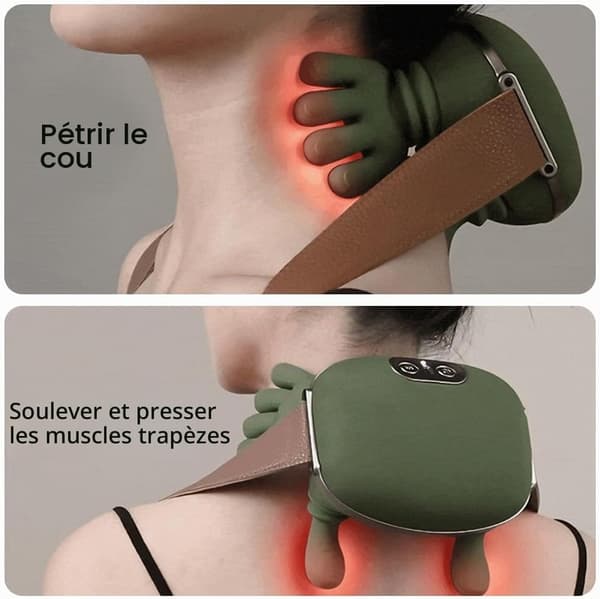 3D Wireless Neck Massager with Heat Function, Portable Bionic Massager, Deep Tissue Massage, Relieves Neck Pain and Soothes Muscle Soreness.