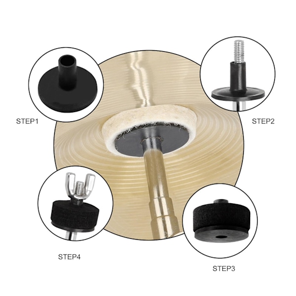 Cymbalstativhylsor med flänsbas för slagverks trumset delar svart