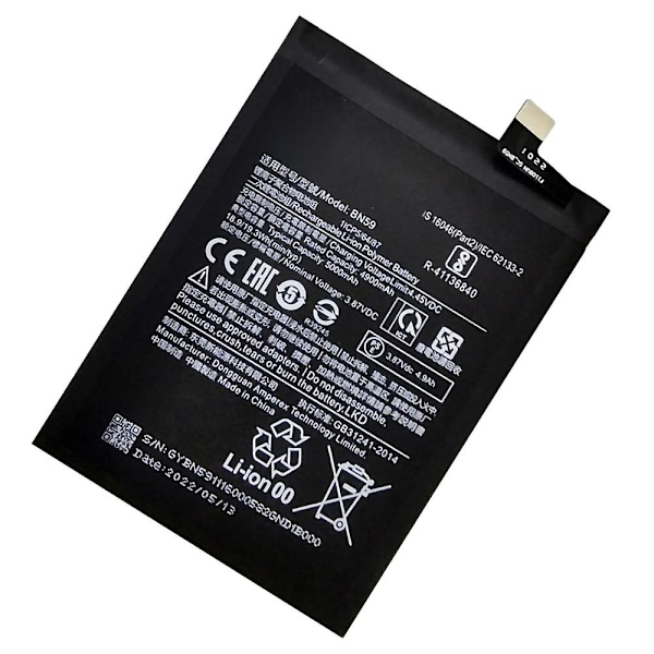 Batteri för Xiaomi Redmi Note 10 4G/Note 10 Pro 4G (Global) M2101K6G,M2101K6R/Note 10S 3.87V 4900mAh Laddningsbart