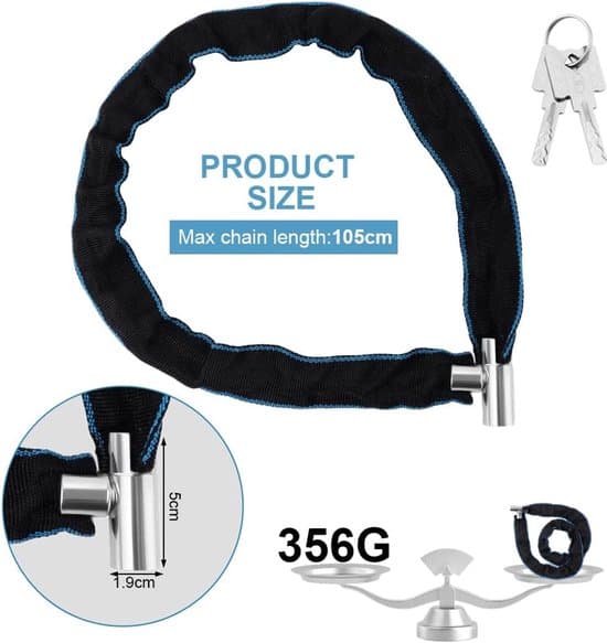 Combination Lock for Bicycle - Compact Anti-Theft Cable with 3-Digit Code - Retractable Cable for Scooter - Universal Silver Anti-Theft Device.