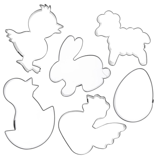 Steel cookie cutters / gingerbread molds Easter 6 pcs