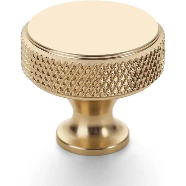 Two Brushed Gold Kitchen Cabinet Knobs, Round Handle, Individual Drawer Knobs Suitable for Cabinets, Furniture, and Dressing Table Handles.