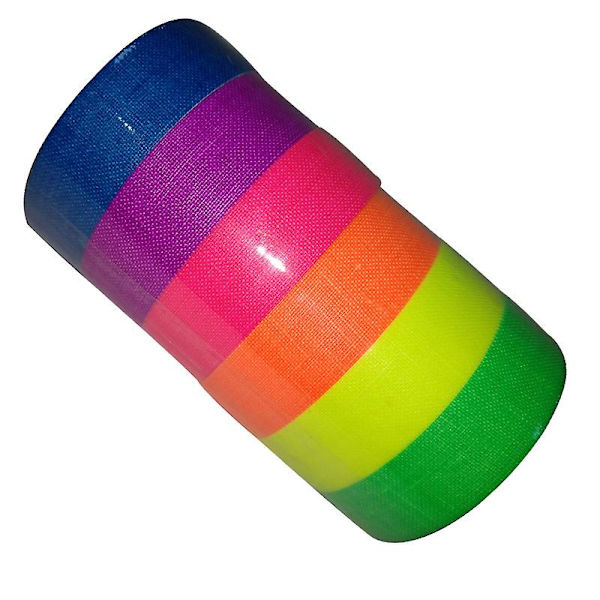 6 st UV-svartljusreaktiv fluorescerande tyg neon gaffertejp 1,5 mm x 5 m