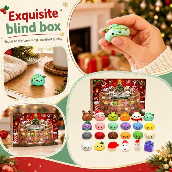 2026 adventskalender, 24-dagars julnedräkning, 24 överraskande dumpling squishy-leksaker