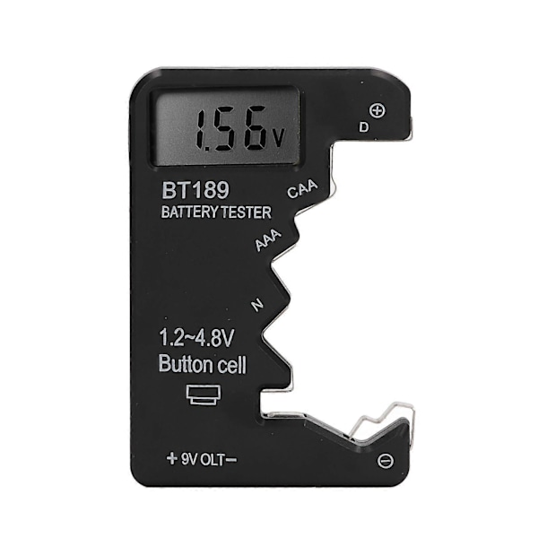 Batterikontroll Kapacitetstestare Mätare Digital Display Verktyg för AA AAA 6F22 9V 1.5V Svart