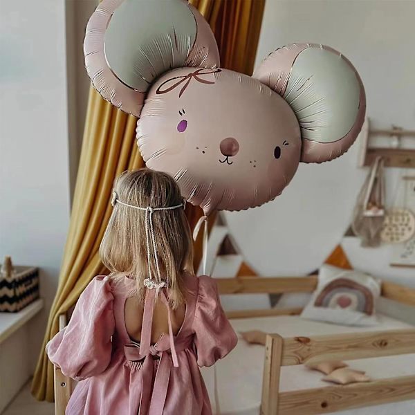 Rosa Mus-Balloner 6 stk Folie Helium Rosa Mus Formet Dyr Fest Balloner Tegneserie Dyr Rosa Mus Skov Balloner Til Jungle Safari Tema Tilbage