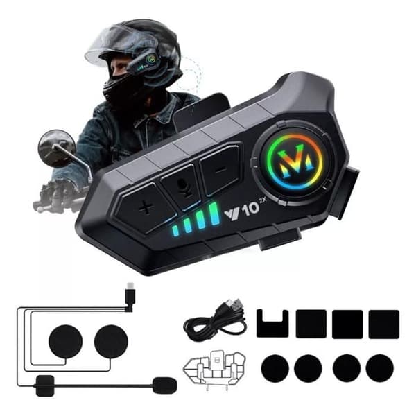 Motorcykel Intercom - 1000mAh - Bluetooth 5.3 - Velegnet til alle hjelmtyper - 1 stk