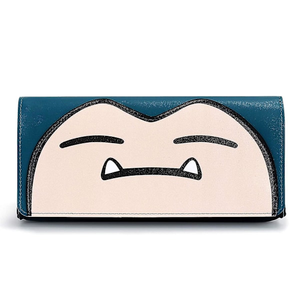 Switch Case Kompatibel med Nintendo Switch og Switch OLED, Sød Læder Rejse Clutch med Spilholder - Snorlax Blå