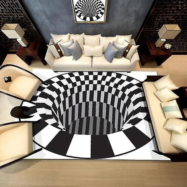 Vortex Illusjon Teppe 3D Trap Effekt Trykk Teppe Soverom Stue Stud