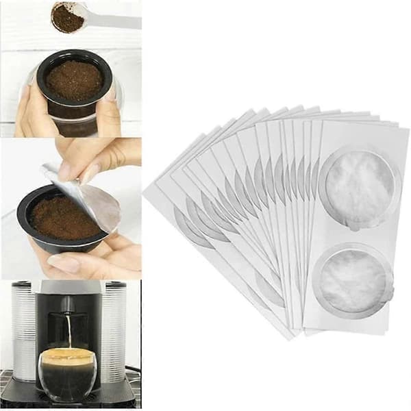 100 stk. engangs låg af aluminiumsfolie til Nespresso Vertuo kaffe